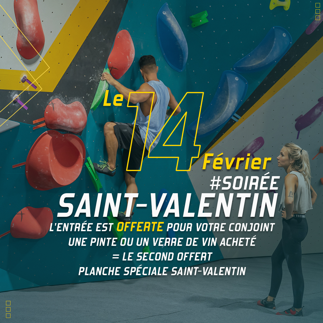Soirée Saint-Valentin escalade et restaurant à Vertical'Art Toulon mardi 14 février 2023
