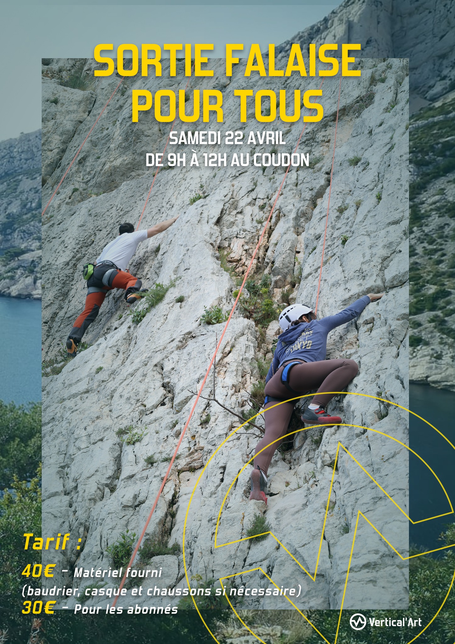 Sortie d'escalade en falaise au Coudon samedi 22 avril avec Vertical'Art Toulon