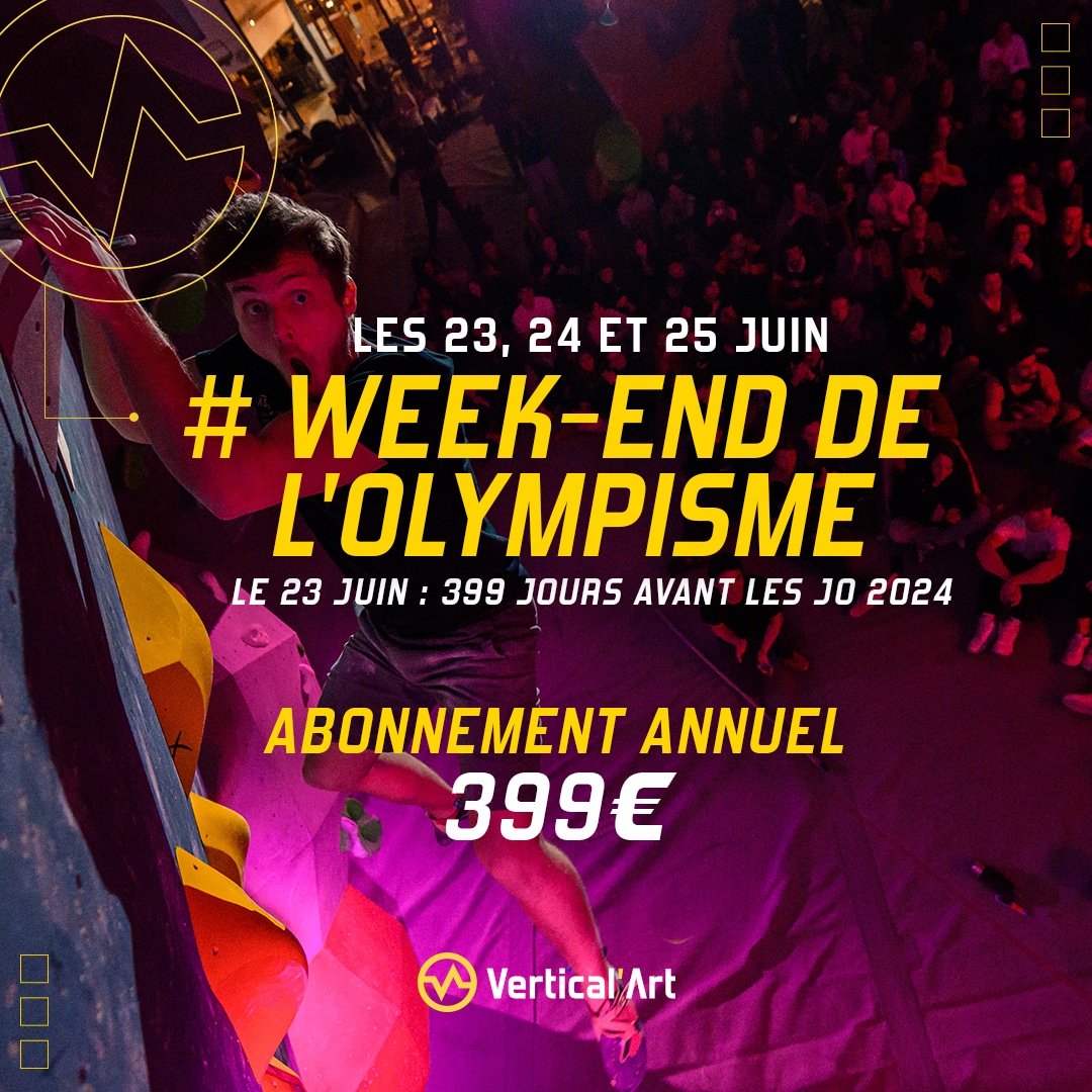 Week-end de l'olympisme les 23, 24 et 25 juin à Vertical'Art Toulon : L'abonnement annuel à 399€