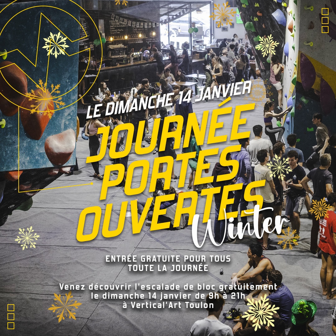Journée Portes Ouvertes le 14 janvier à Vertical'Art Toulon, escalade gratuite pour tous